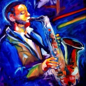 Jazz musician playing sax