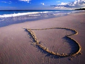 Valentine's heart in the sand