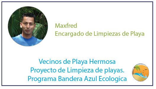 Beach cleanup employee Maxfred Moraga at Playa Hermosa Costa Rica