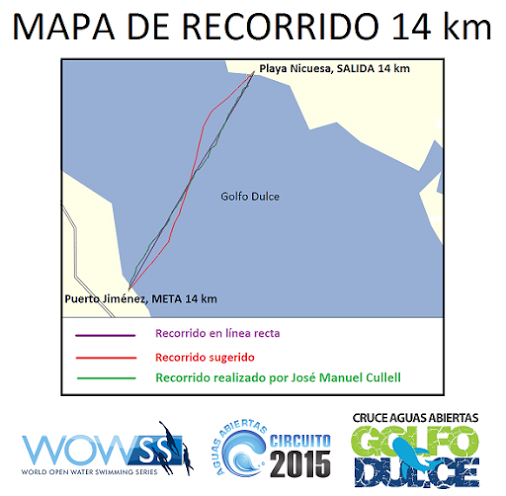 Open Water Swim Golfo Dulce 2015 swim route map