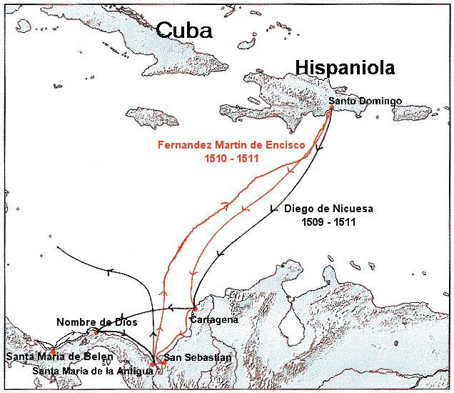 Diego de Nicuesa exploration map