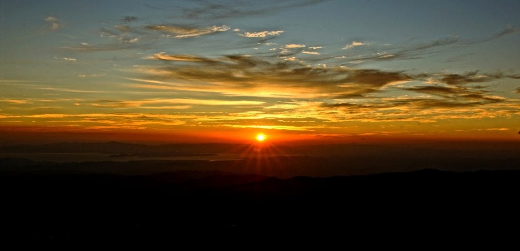 Spectacular sunset view of the Gulf of Nicoya from El Establo Mountain Hotel, Monteverde, Costa Rica.