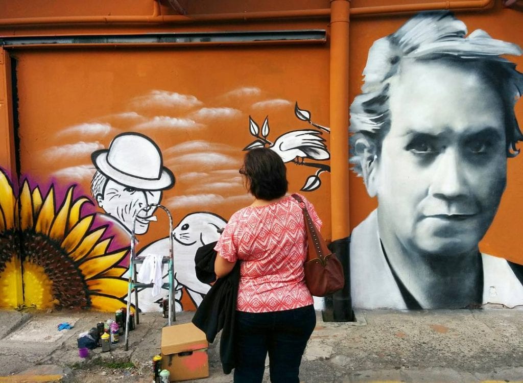 Street art depicting image of Carmen Lyra, photo credit costaricaenlapared