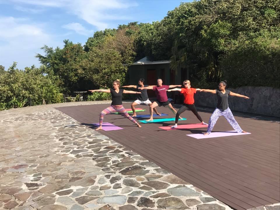 Class enjoys new yoga deck at El Establo Mountain Resort.