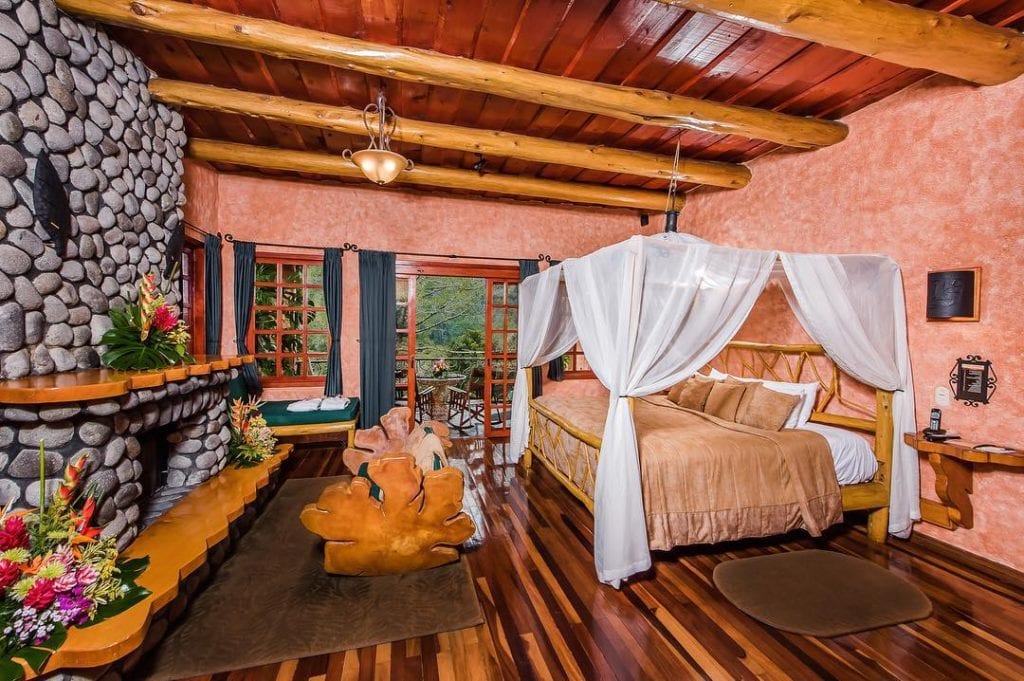 Guestroom at Peace Lodge. Photo credit #peacelodgeandwaterfallgardens.