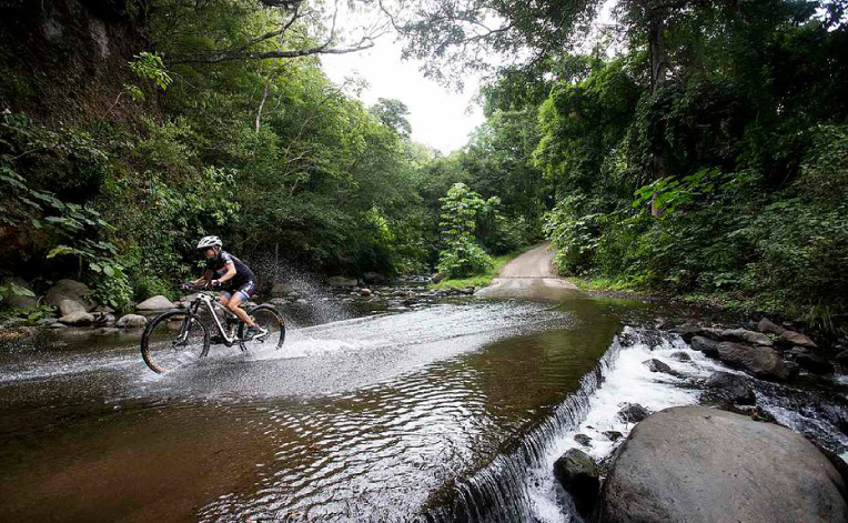 Mountain biking tours at Hacienda Guachipelin.