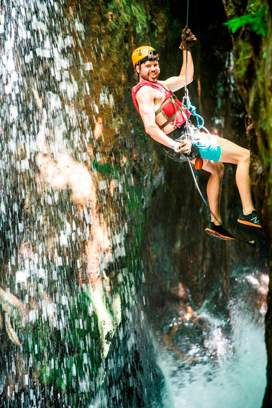 costa rica summer waterfall canyoning at Hacienda Guachipelin